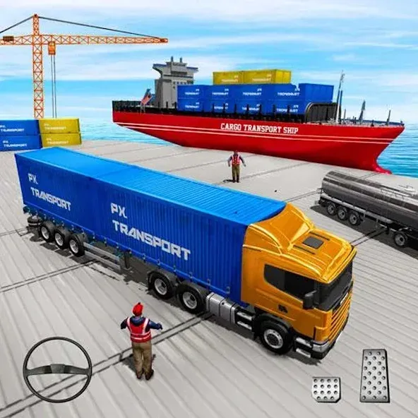 Cargo Transport Truck Driving (Грузовик перевозки грузов)  [МОД Бесконечные монеты] Screenshot 1
