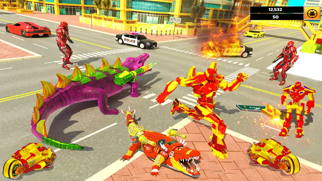 Robot Game Transform Crocodile  [МОД Много монет] Screenshot 5