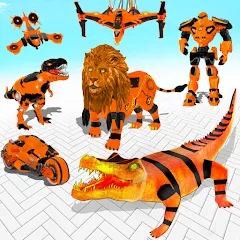 Взломанная Robot Game Transform Crocodile  [МОД Много монет] - последняя версия apk на Андроид